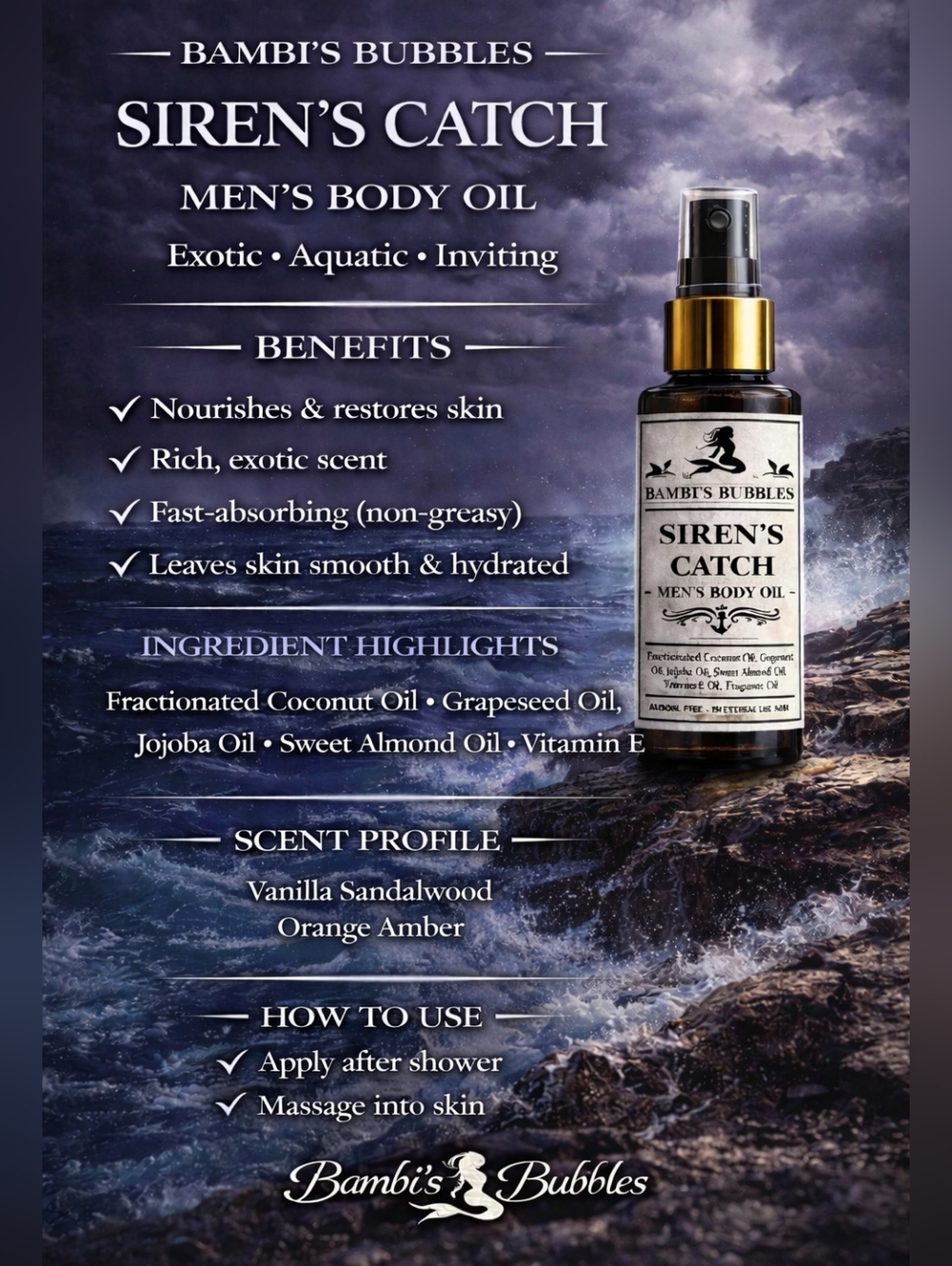 Siren's Catch Men's Body Oil 2oz